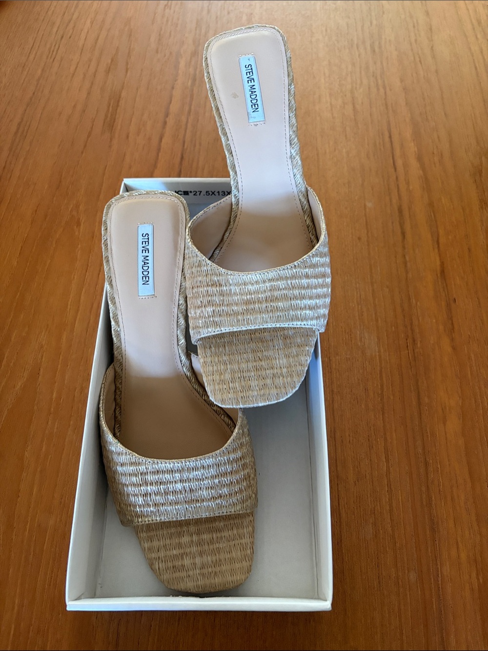 Steve Madden Beige Woven Slide Mules